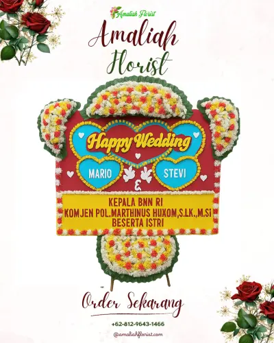 Karangan Papan Bunga Pernikahan di Gandasuli